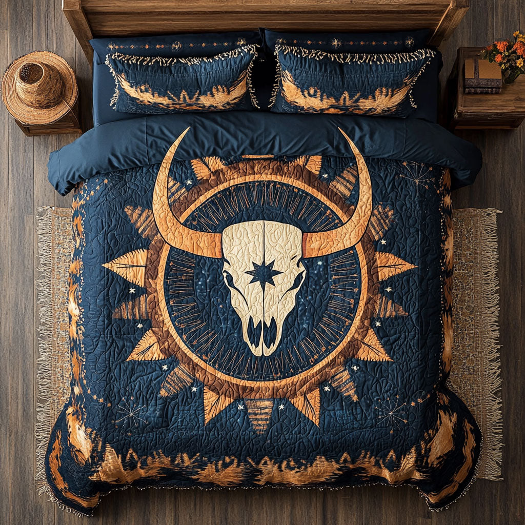 Bull Skull WX1303079CL Quilted Bedding Set