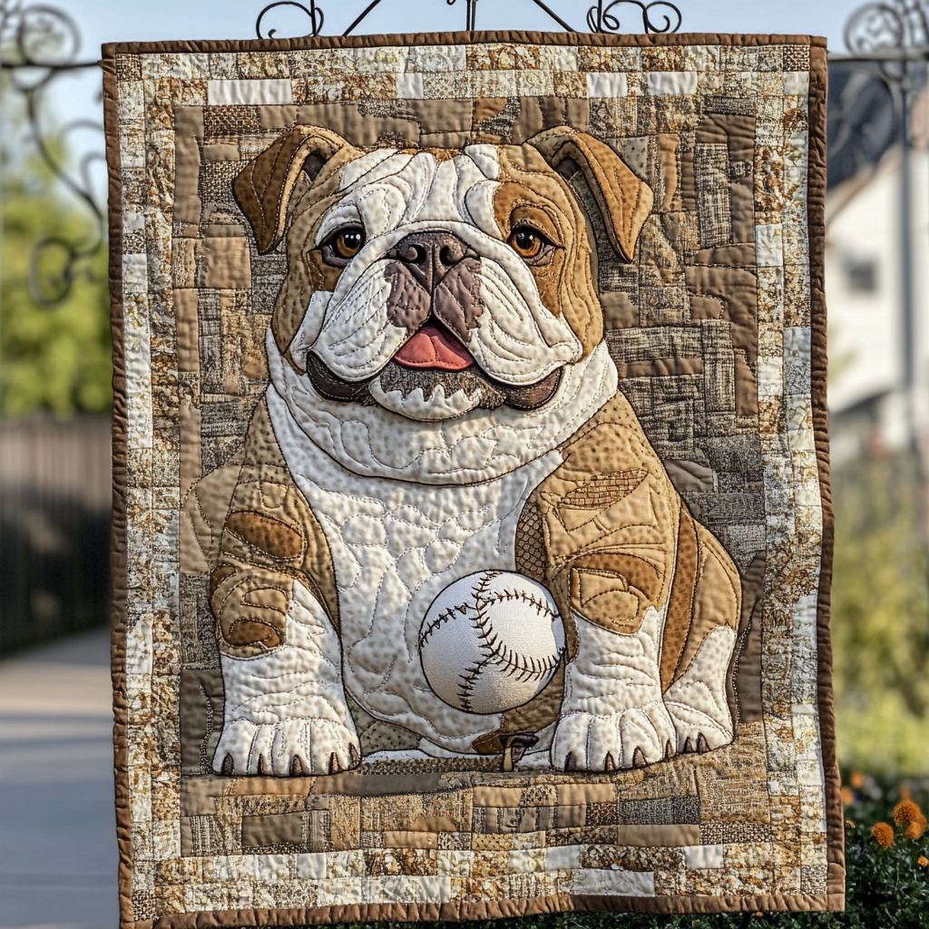 Bulldog Playing With Balls WU1601023CL Quilt Blanket