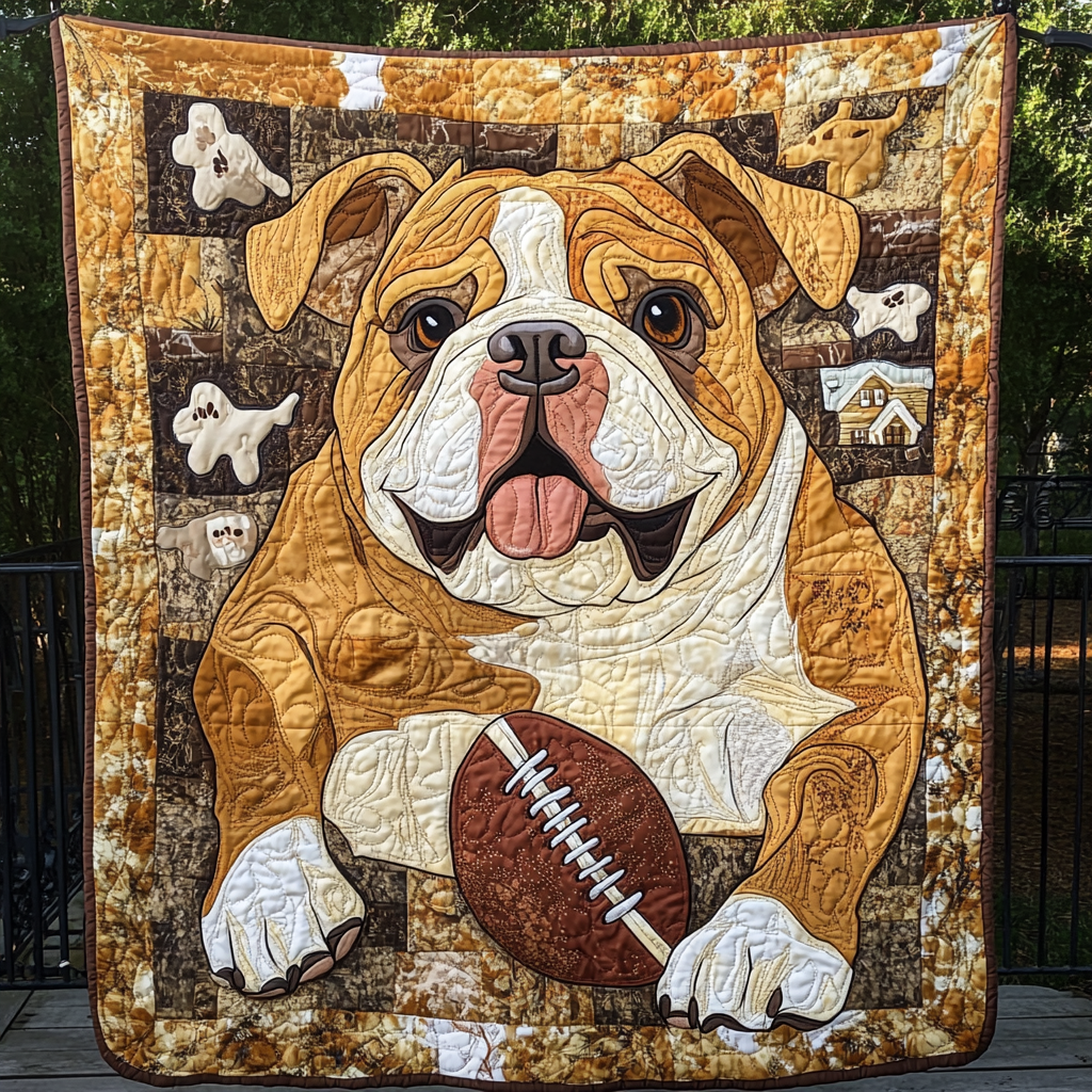Bulldog Playing With Balls WU1601025CL Quilt Blanket