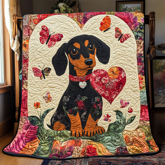 Butterfly Dachshund WX0803013CL Quilt Blanket