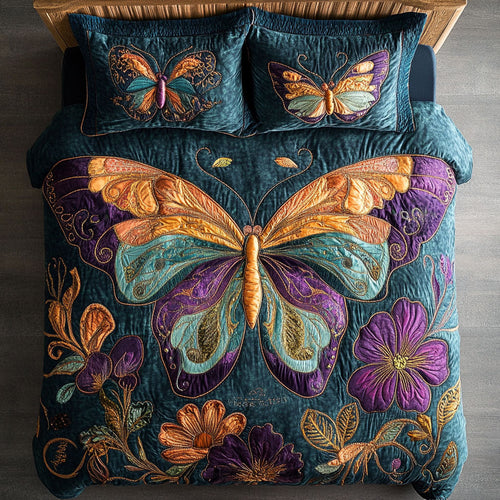 Butterfly Flower WX1303080CL Quilted Bedding Set
