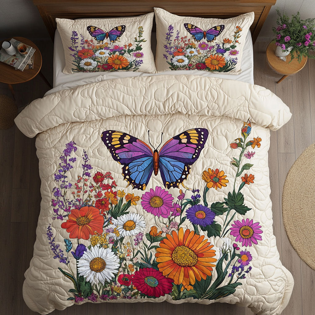 Butterfly Garden WX0403008CL Quilted Bedding Set