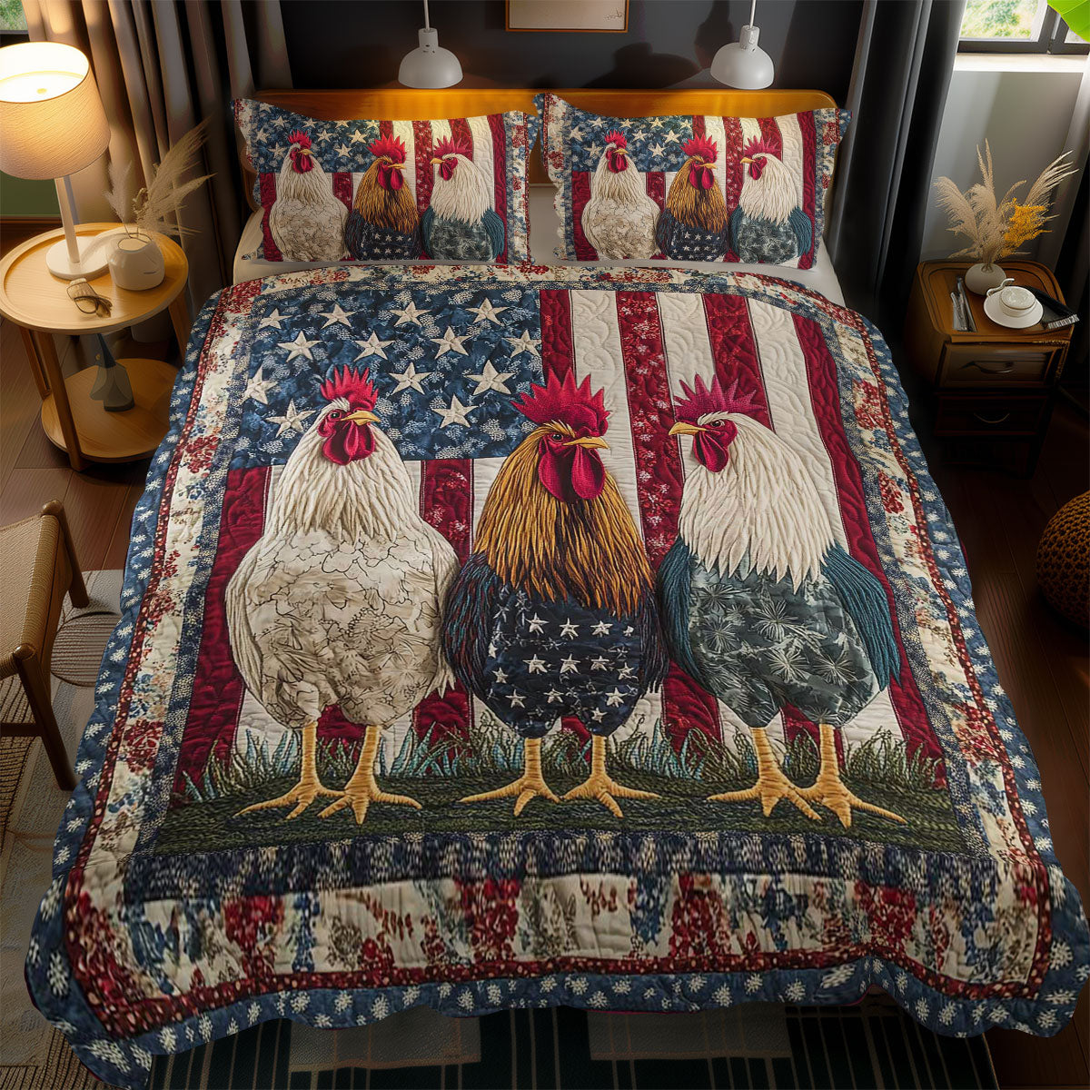 Liberty Rooster WN1002068CL Quilted Bedding Set
