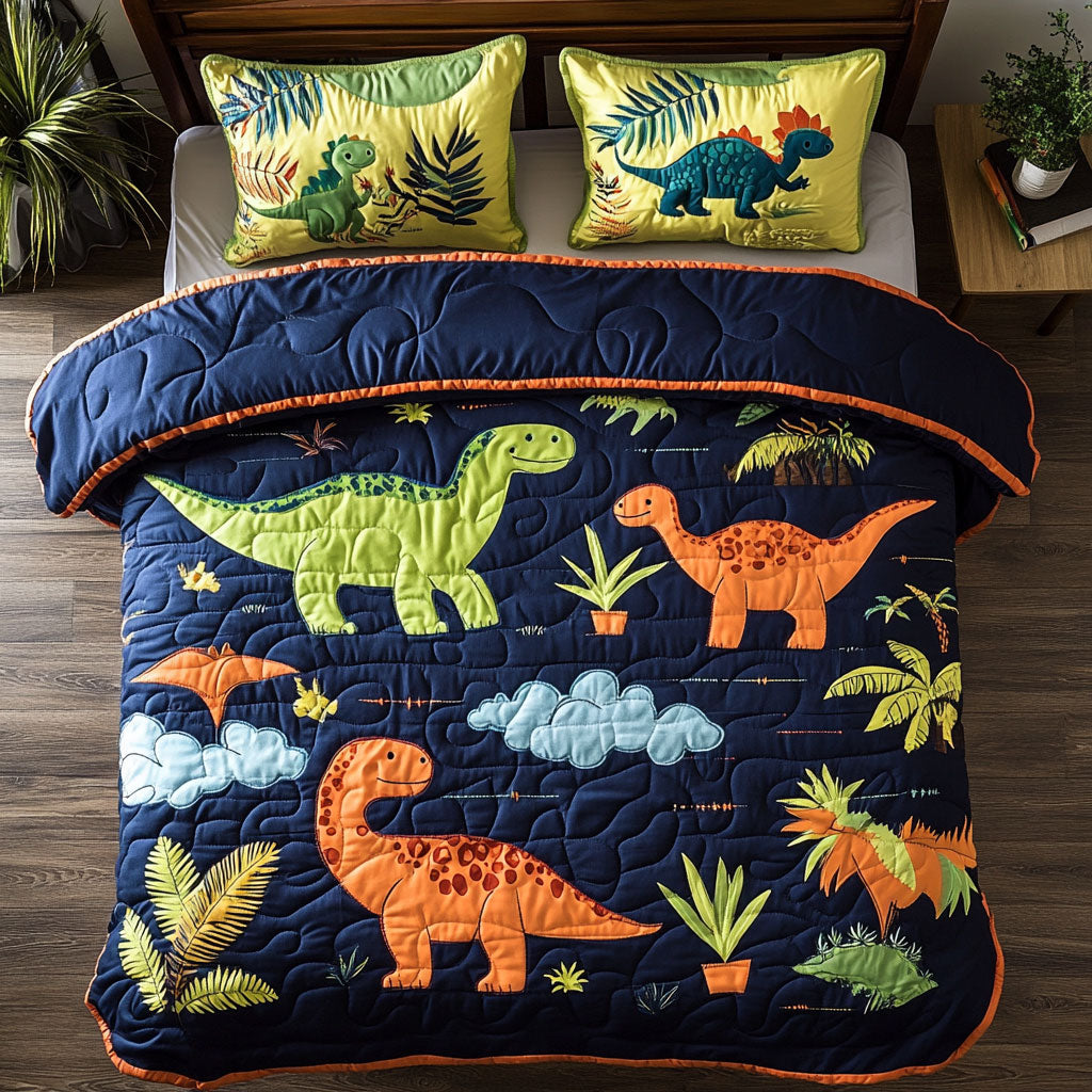 Dinosaur In Forest WY1202019CL Quilted Bedding Set