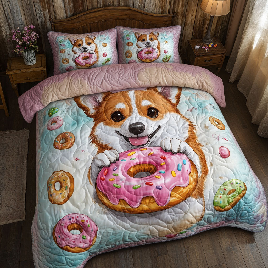 Corgi Donut WT2402016CL Quilted Bedding Set