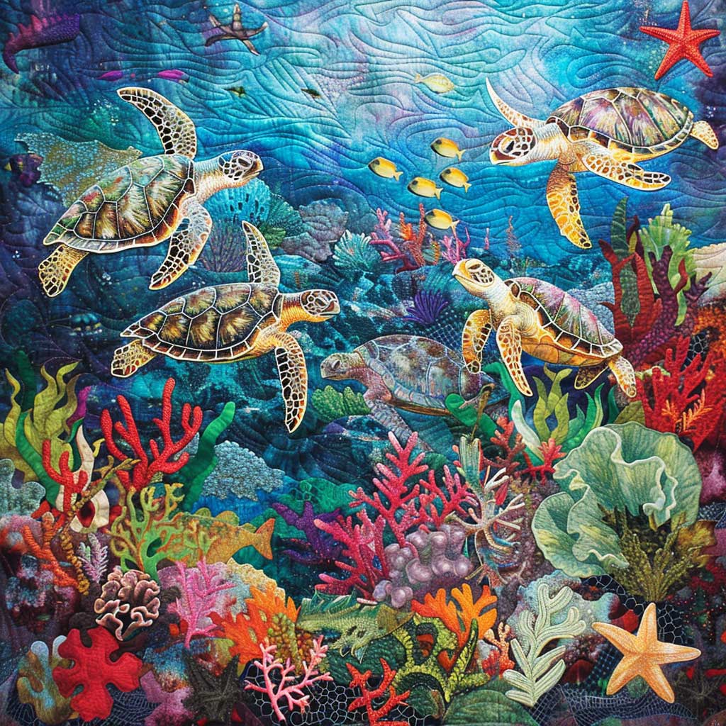 Sea Turtle WJ1309022CL Quilt Blanket