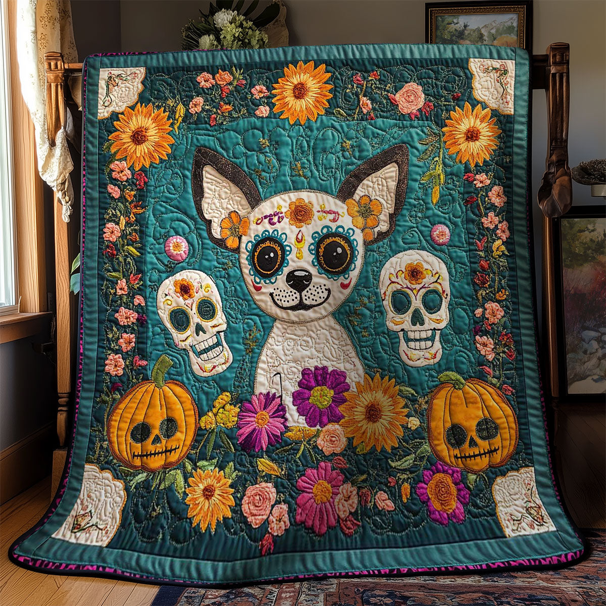Skeleton Chihuahua Fiesta WN2201018CL Quilt Blanket