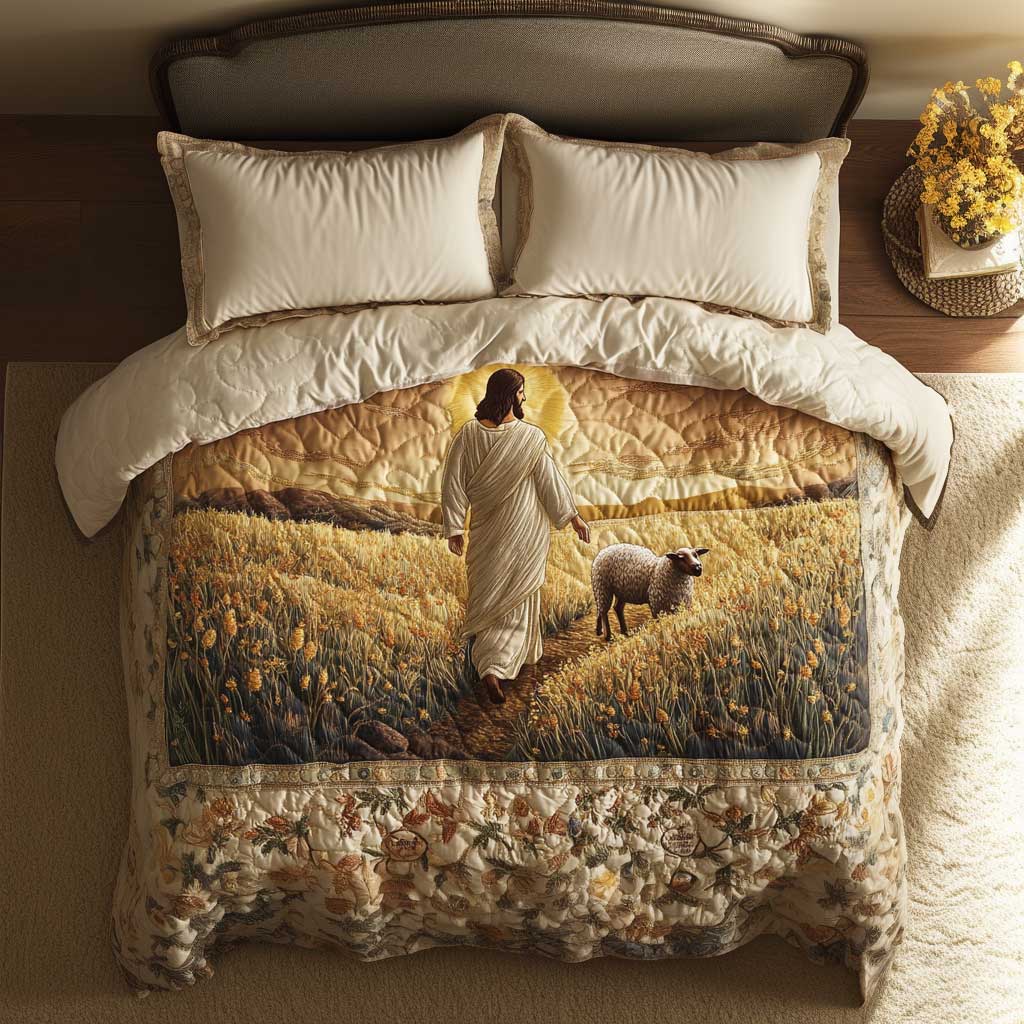 Christianity Peaceful Pastures WN0603079CL Quilted Bedding Set