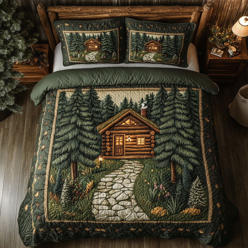 Cozzy House In Forest WY1202015CL Quilted Bedding Set