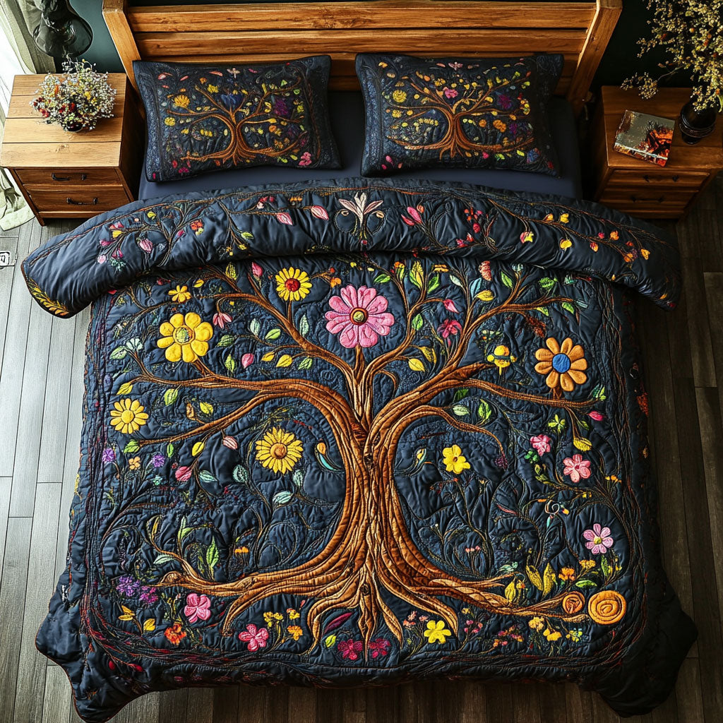 Midnight Tree Of Life WY1802060CL Quilted Bedding Set