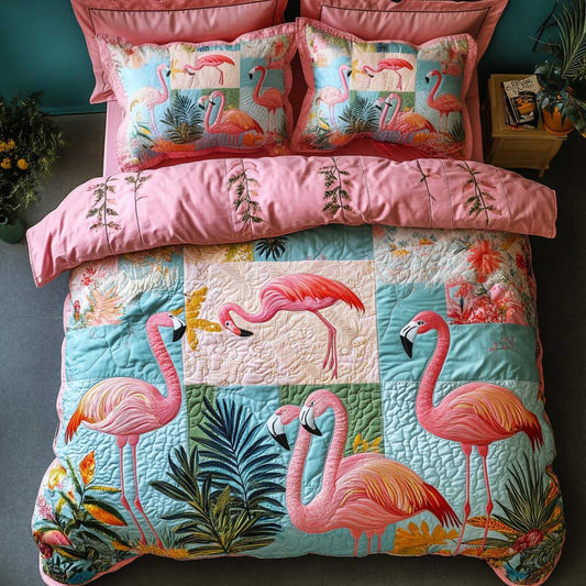Coastal Flamingo WN1202003CL Quilted Bedding Set