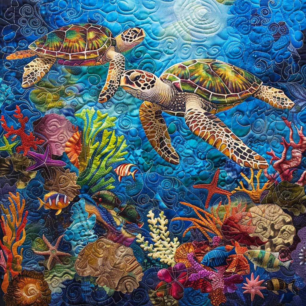 Sea Turtle WJ1909015CL Quilt Blanket