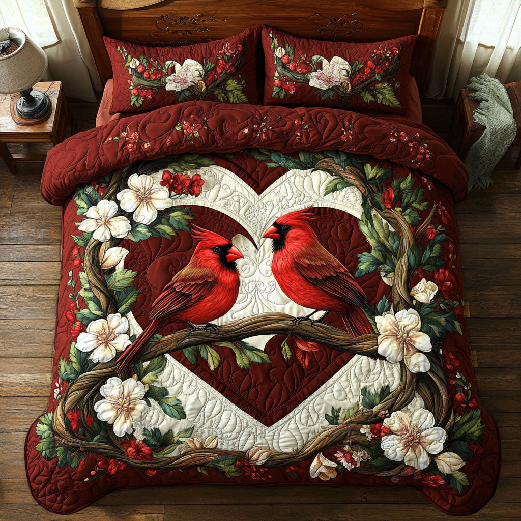 Couple Cardinal Bloom WT2702024CL Quilted Bedding Set