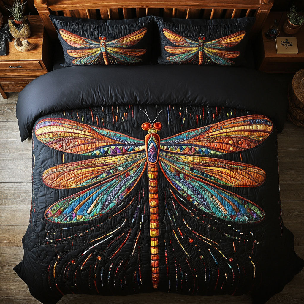 Colorful Dragonfly WY1302077CL Quilted Bedding Set