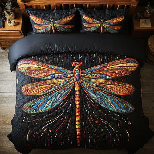 Colorful Dragonfly WY1302077CL Quilted Bedding Set