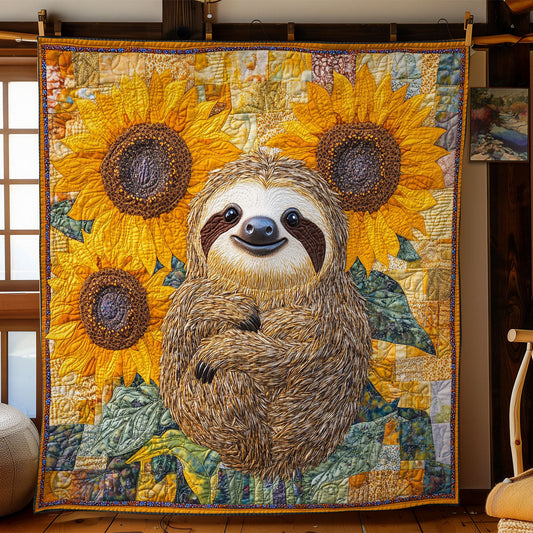 Sloth In Sunflower WY0202056CL Quilt Blanket