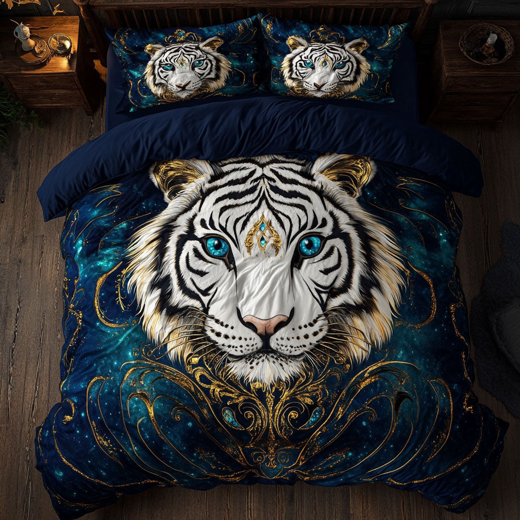 White Tiger Portrait WY1802069CL Quilted Bedding Set