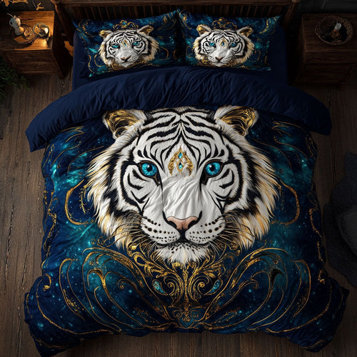 White Tiger Portrait WY1802069CL Quilted Bedding Set