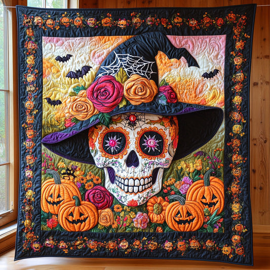 Enchanted Pumpkin Calavera CW1507013CL Quilt Blanket