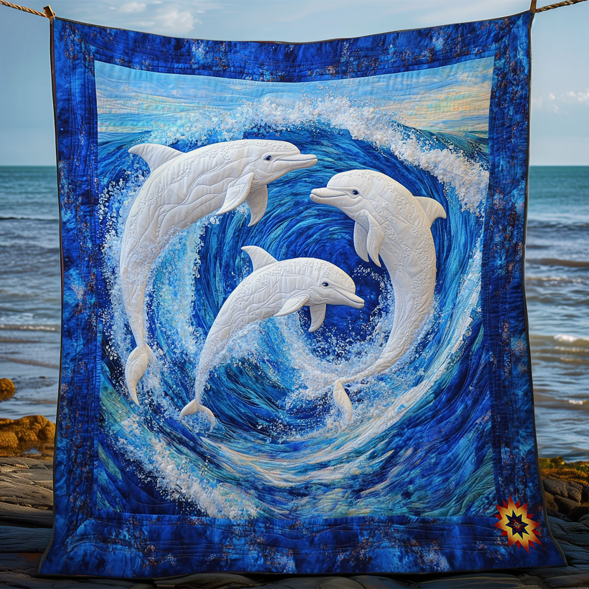 Wave Dolphin WY1411013CL Quilt Blanket