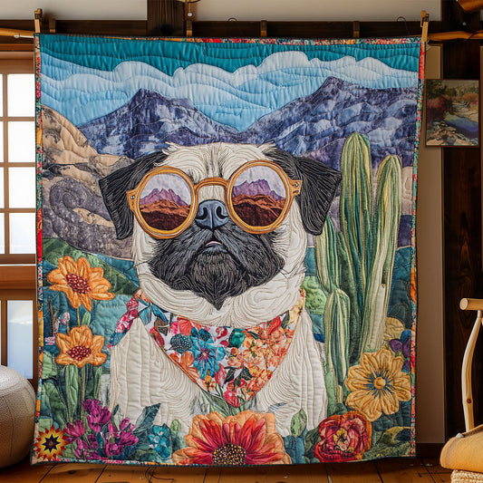 Pug In Desert WY1712020CL Quilt Blanket