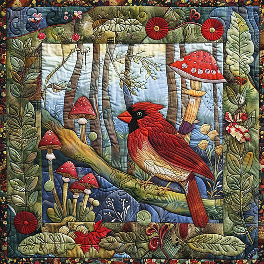 Cardinal And Mushroom WM2907001CL Quilt Blanket