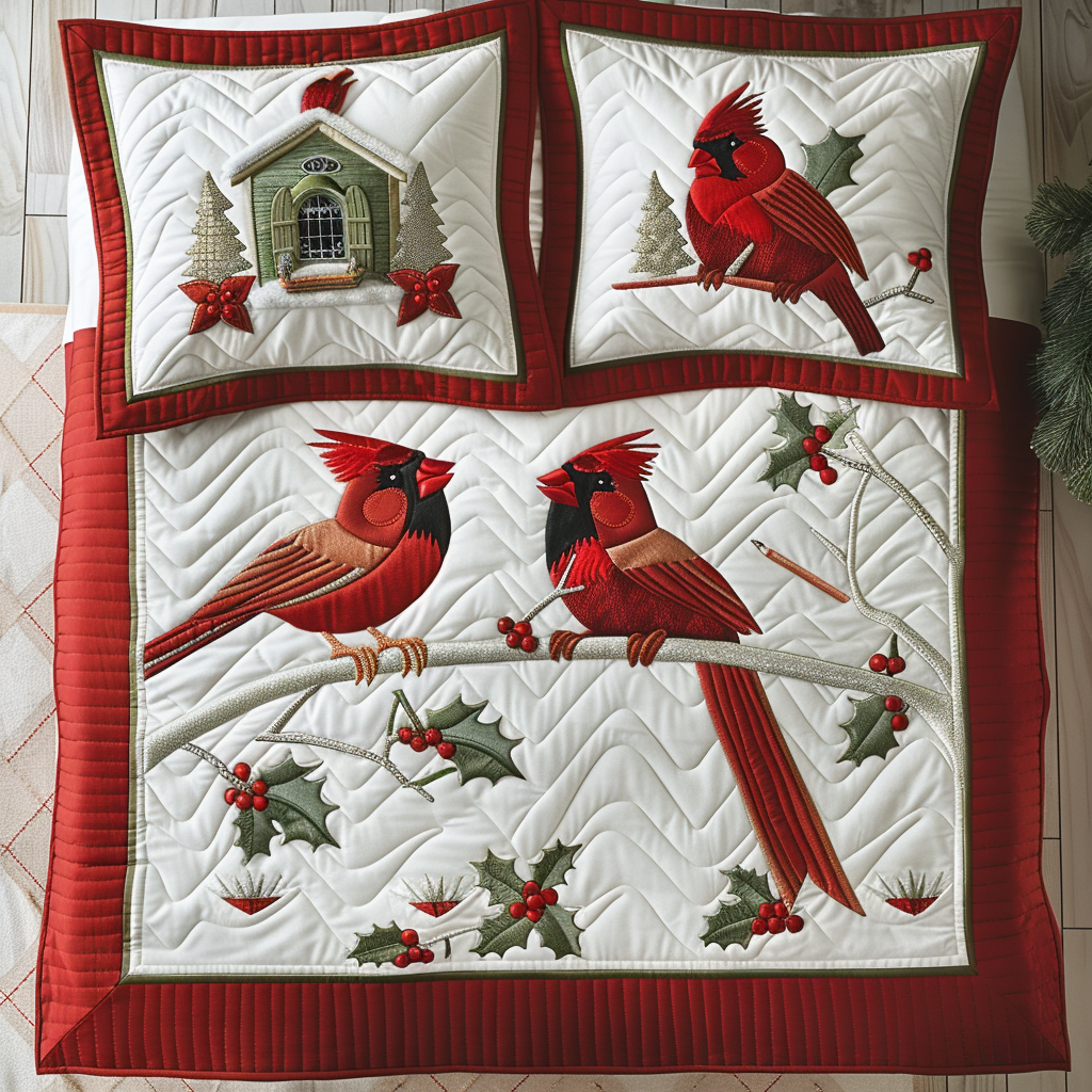 Cardinal And Red Berry XR2002007CL Quilted Bedding Set