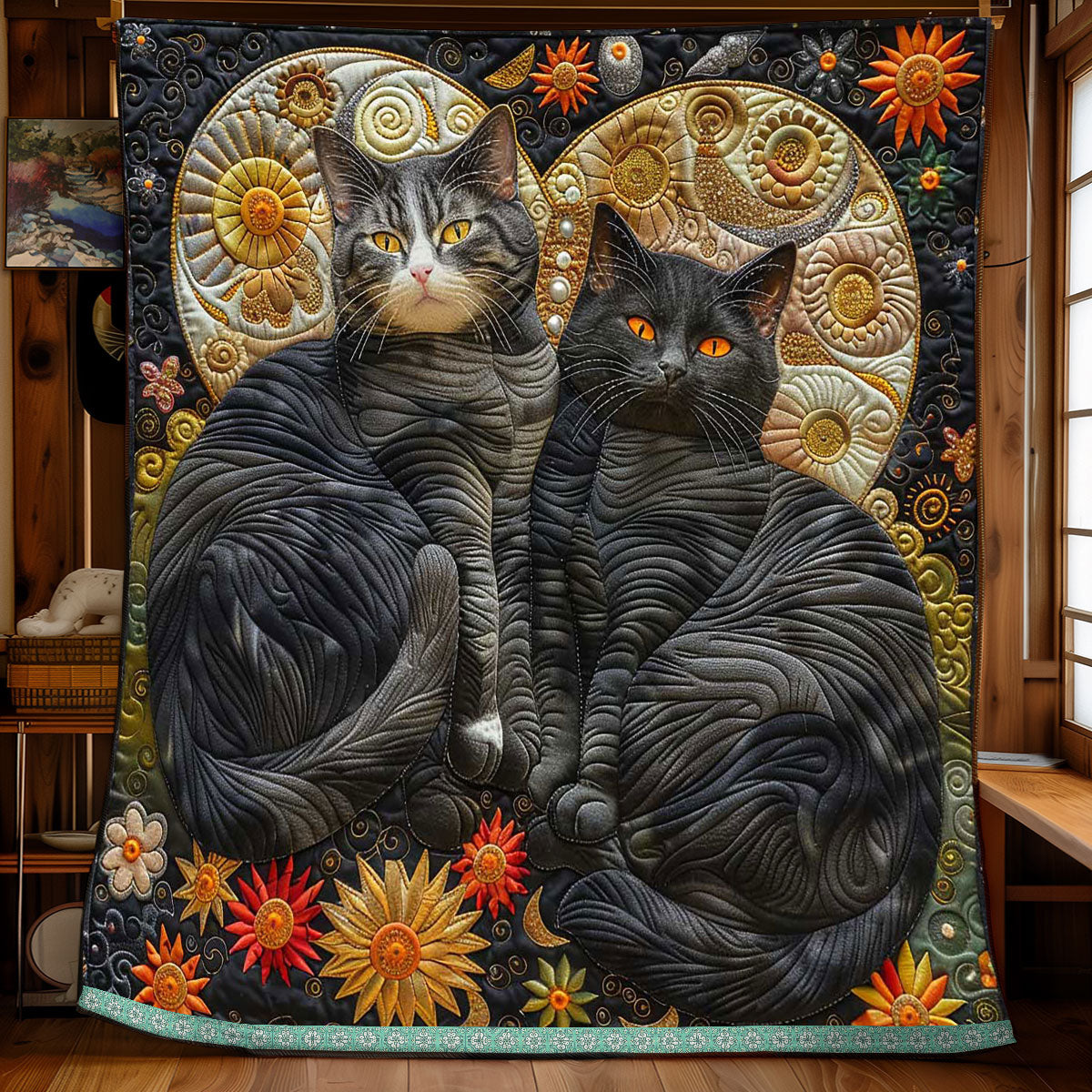 Fortune Moon Black Cat WP1009027CL Quilt Blanket