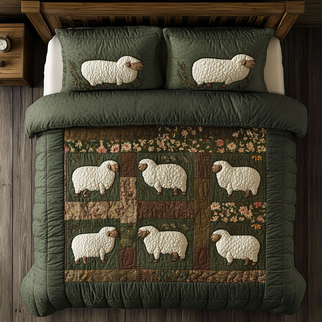 Flock Of Lamp WY1402081CL Quilted Bedding Set