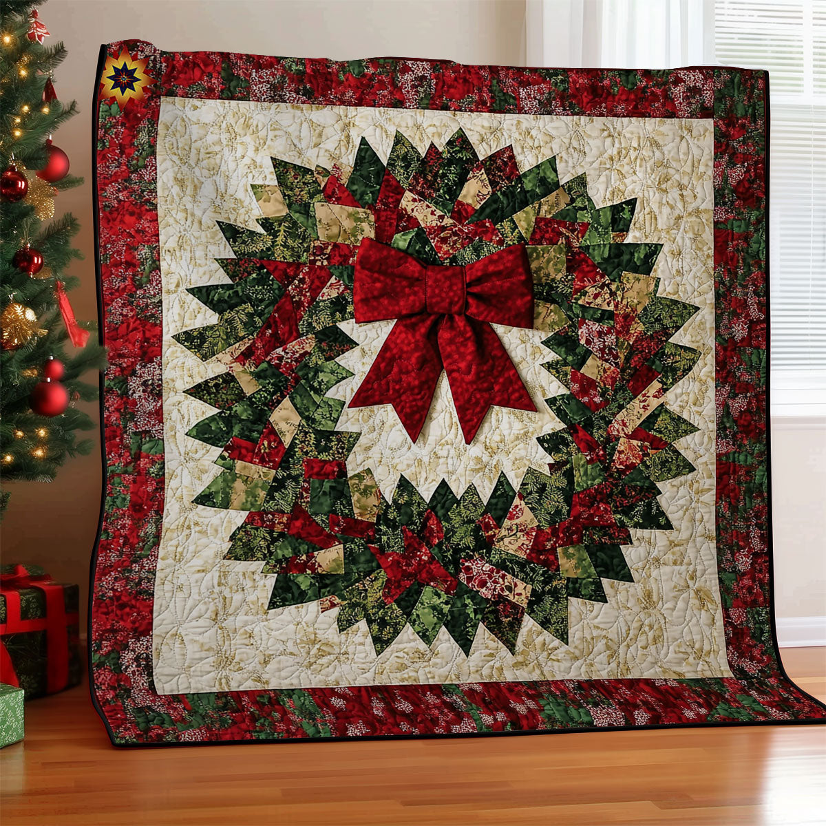 Trigger Pattern Christmas Wreath WY211013CL Quilt Blanket