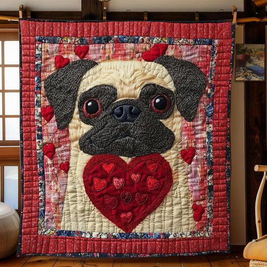 Heart Pug WY0901032CL Quilt Blanket