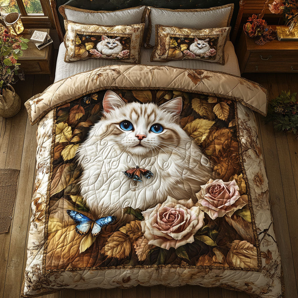 White Cat Roses WT2702009CL Quilted Bedding Set