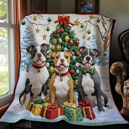 Christmas Pitbull WX1511014CL Quilt Blanket