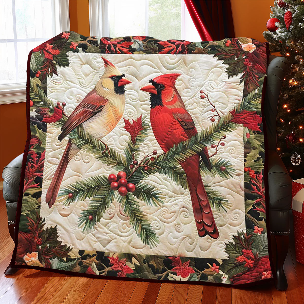 Christmas Cardinal WJ1908007CL Quilt Blanket