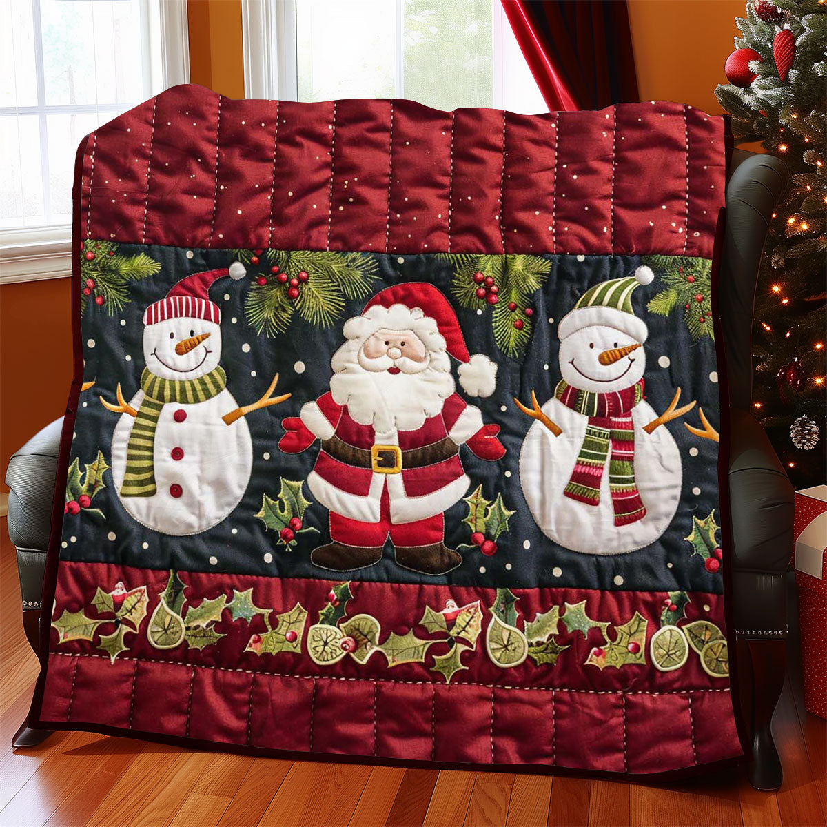Santa Clause And Snowman WJ2208018CL Quilt Blanket