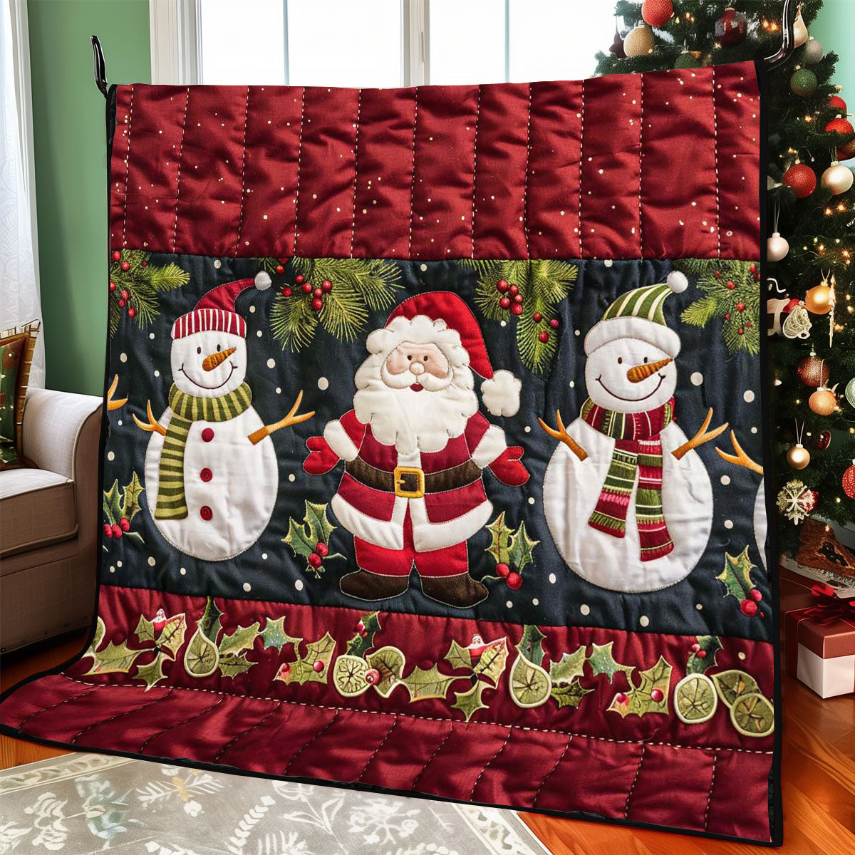 Santa Clause And Snowman WJ2208018CL Quilt Blanket