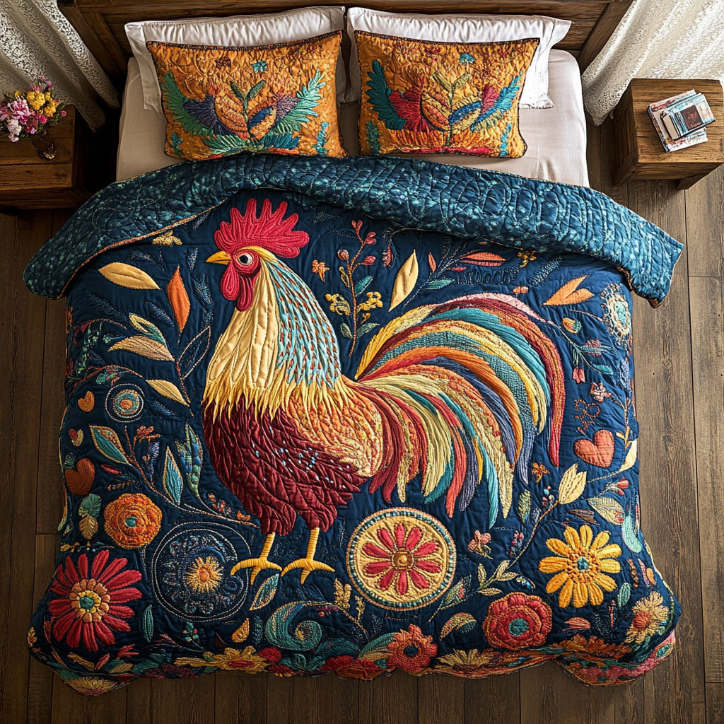 Chicken Firework WX0703011CL Quilted Bedding Set