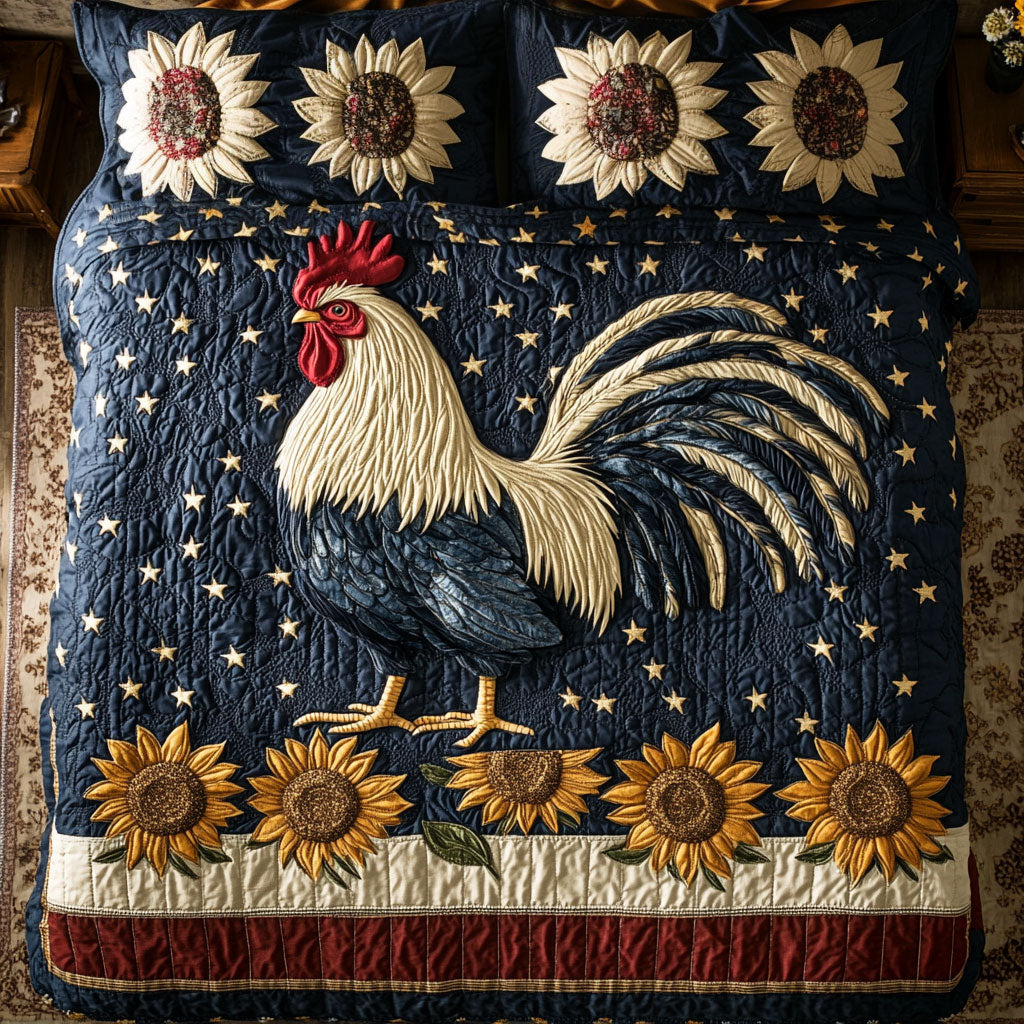 Chicken Sunflower WX1303083CL Quilted Bedding Set