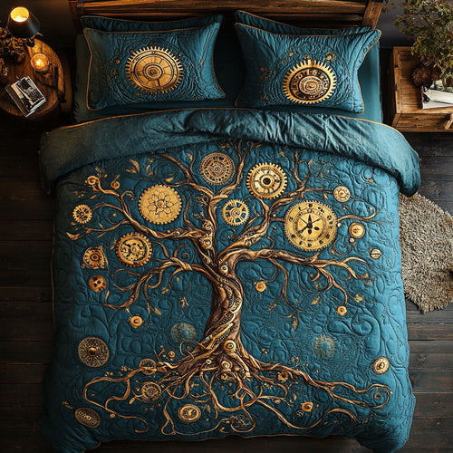 Clock Tree Of Life WX0403015CL Quilted Bedding Set