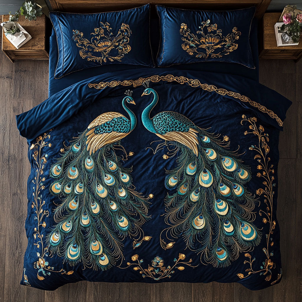 Couple Peacock WX0603021CL Quilted Bedding Set