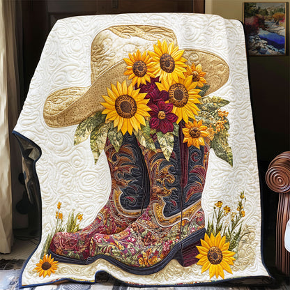 Cowboy Boots Sunflower WX1003025CL Quilt Blanket