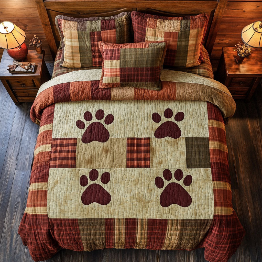 Cozy Dog Paw WX0603022CL Quilted Bedding Set