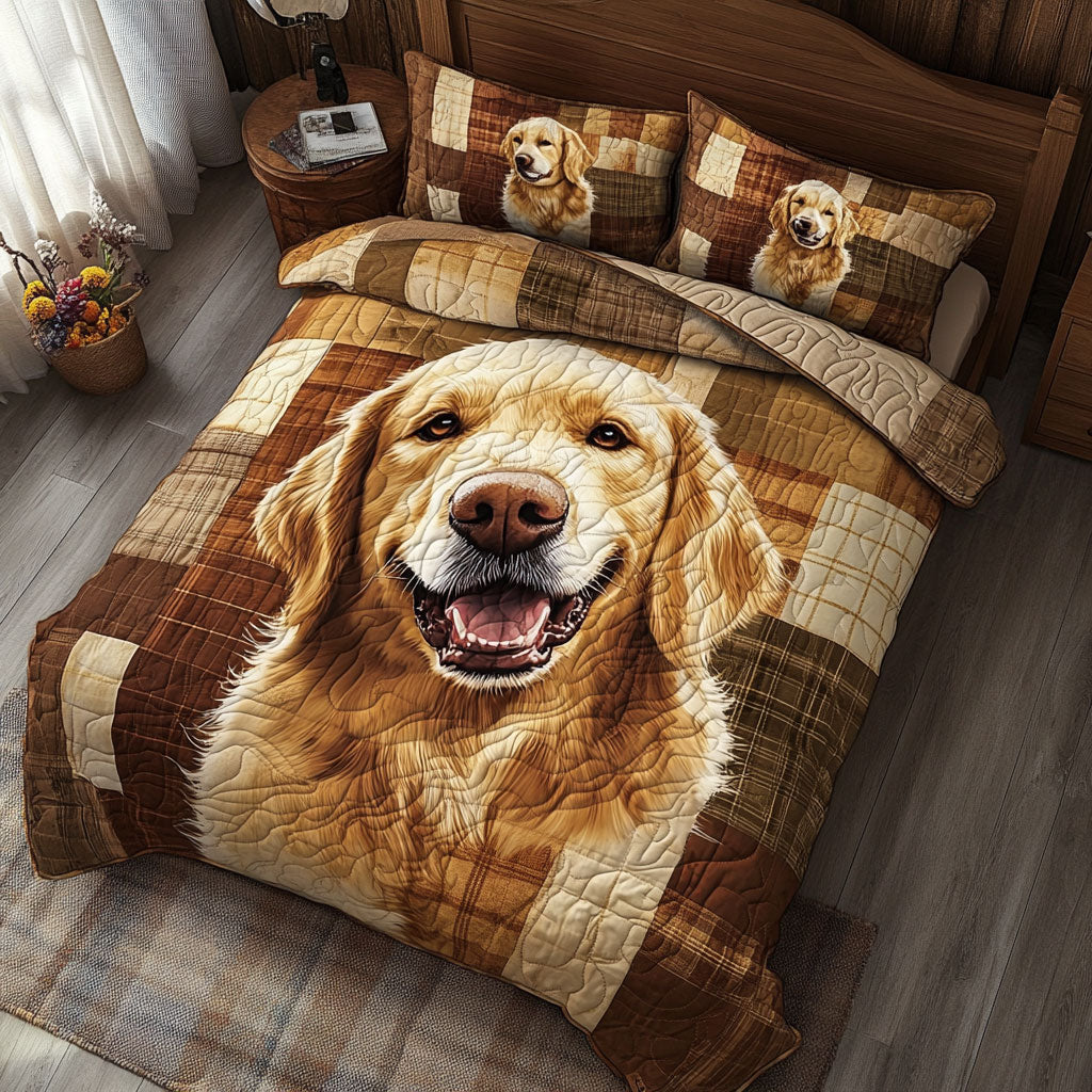 Cute Golden Retriever WX0303013CL Quilted Bedding Set