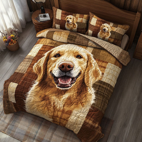 Cute Golden Retriever WX0303013CL Quilted Bedding Set