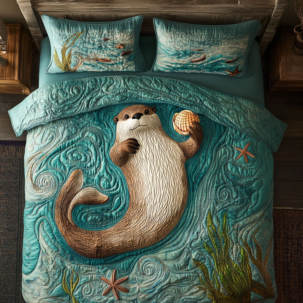 Cute Otter WX0703014CL Quilted Bedding Set