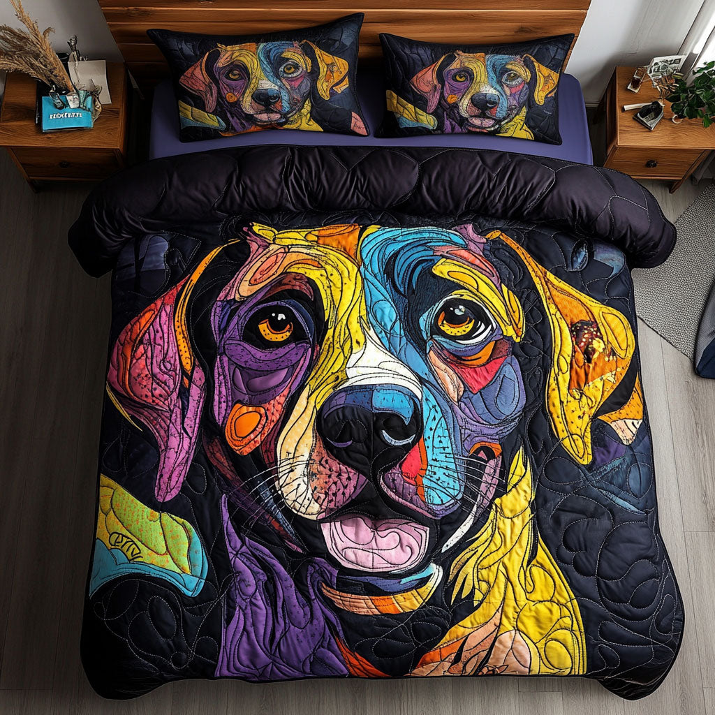 Colorful Dog Portrait WY1302073CL Quilted Bedding Set
