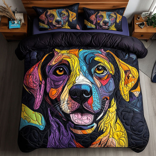 Colorful Dog Portrait WY1302073CL Quilted Bedding Set