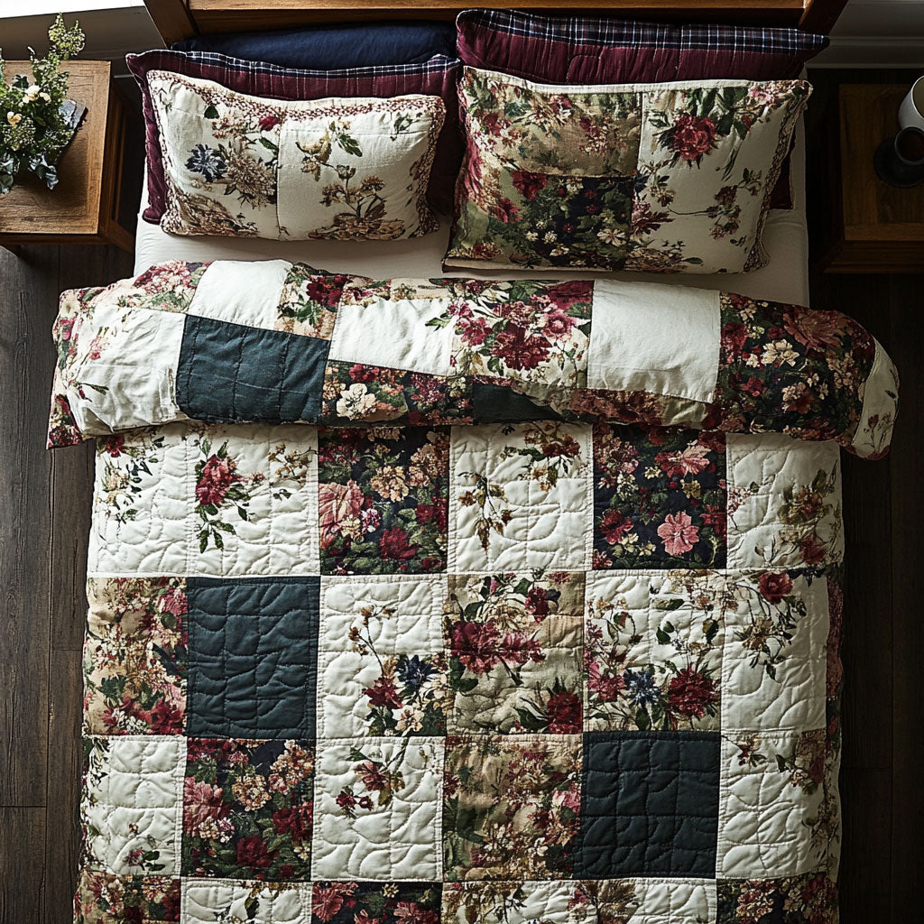Vintage Flower Cushion WY1202063CL Quilted Bedding Set