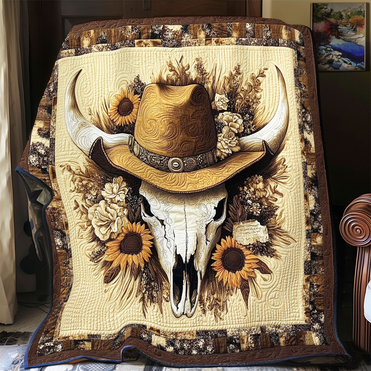 Bull Skull Cowboy WX0602007CL Quilt Blanket