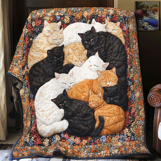 Sleeping Cozy Cat Family WY2101079CL Quilt Blanket